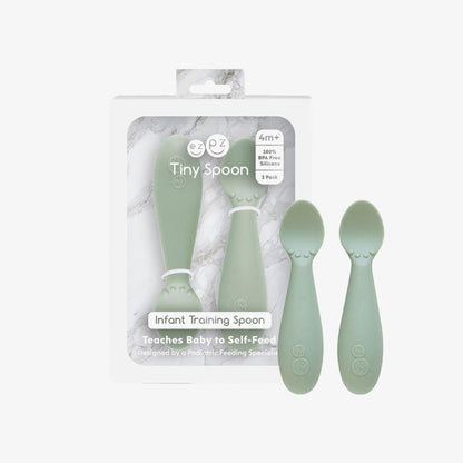 The Tiny Spoon in Sage Green by ezpz / Small, Sensory Silicone Spoon for Babies 