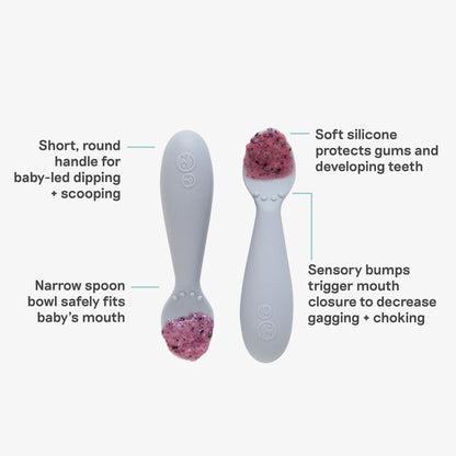 The Tiny Spoon in Pewter Gray by ezpz / Small, Sensory Silicone Spoon for Babies 