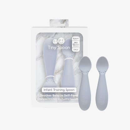 The Tiny Spoon in Pewter Gray by ezpz / Small, Sensory Silicone Spoon for Babies 