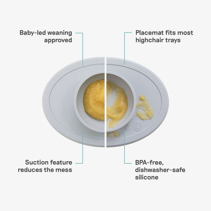 The Tiny Bowl in Pewter Gray by ezpz / Silicone Bowl for Babies that Fits on High Chairs 