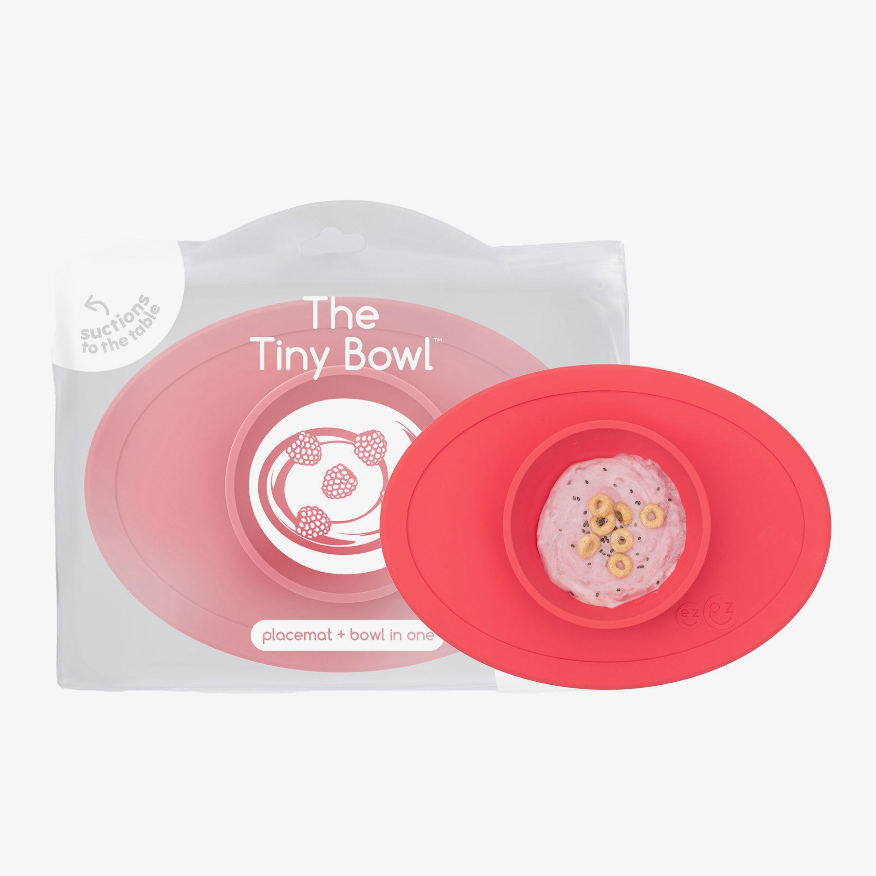 The Tiny Bowl in Coral Pink by ezpz / Silicone Bowl for Babies that Fits on High Chairs 