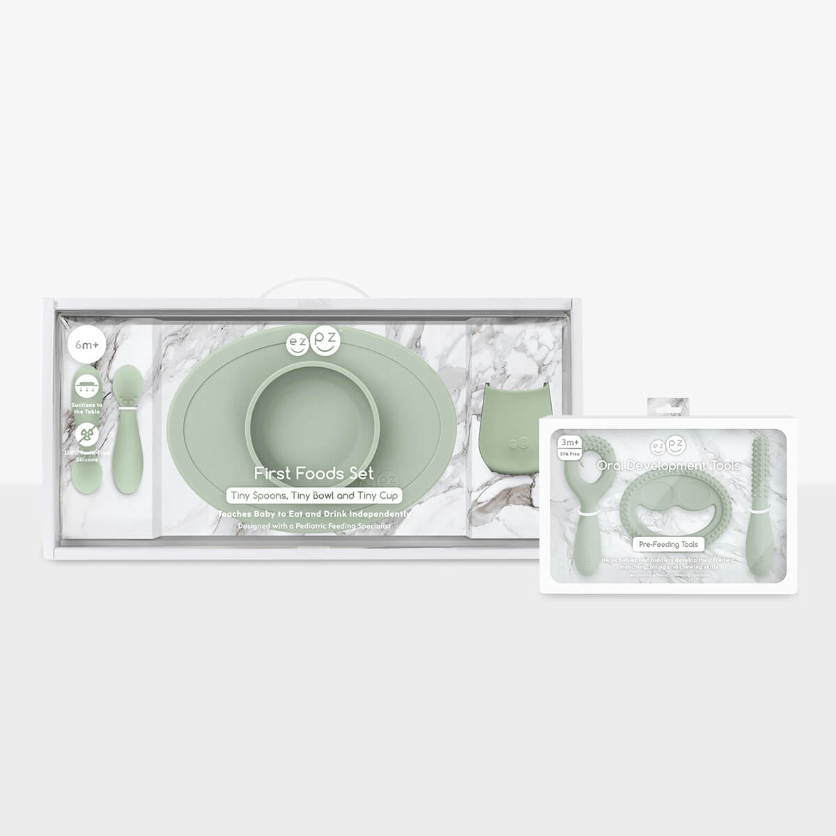 Munch and Meal Bundle in Sage / ezpz First Foods Set and Oral Development Tools