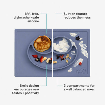 Happy Mat in Indigo by ezpz / The Original All-In-One Silicone Plates & Placemats that Stick to the Table 