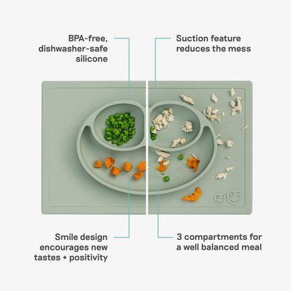 Happy Mat in Sage by ezpz / The Original All-In-One Silicone Plates & Placemats that Stick to the Table 