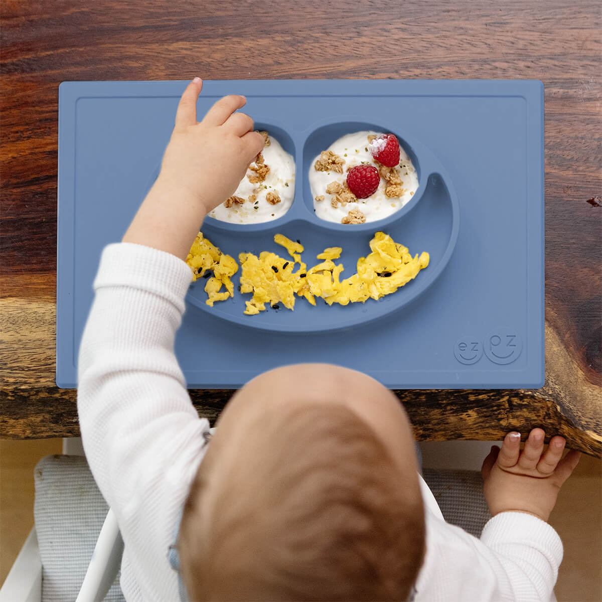 Happy Mat in Indigo Blue by ezpz / The Original All-In-One Silicone Plates & Placemats that Stick to the Table