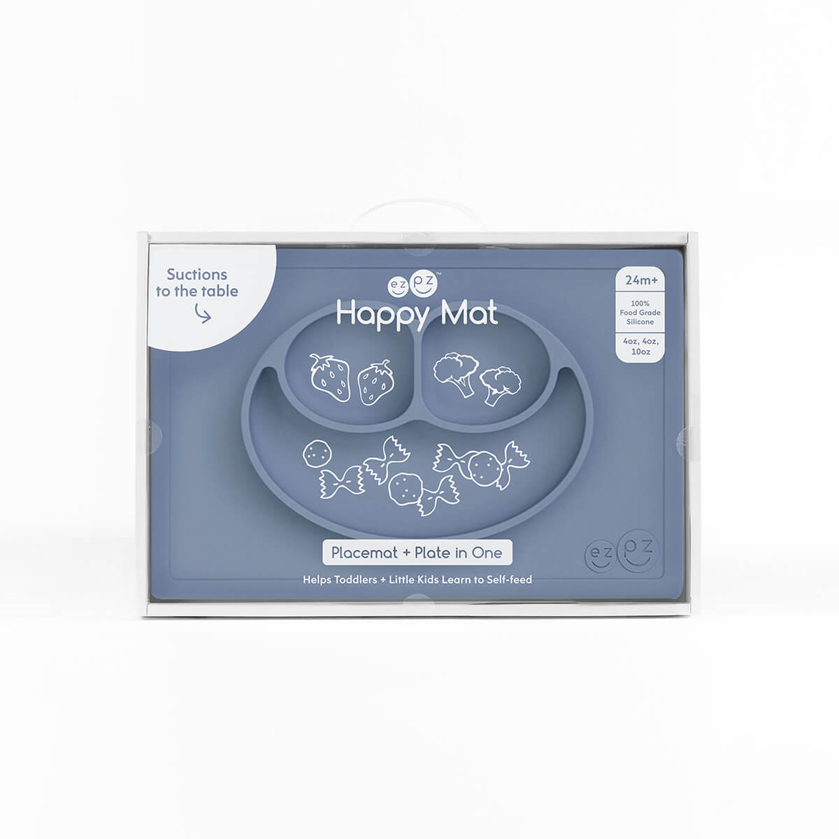Happy Mat in Indigo Blue by ezpz / The Original All-In-One Silicone Plates & Placemats that Stick to the Table