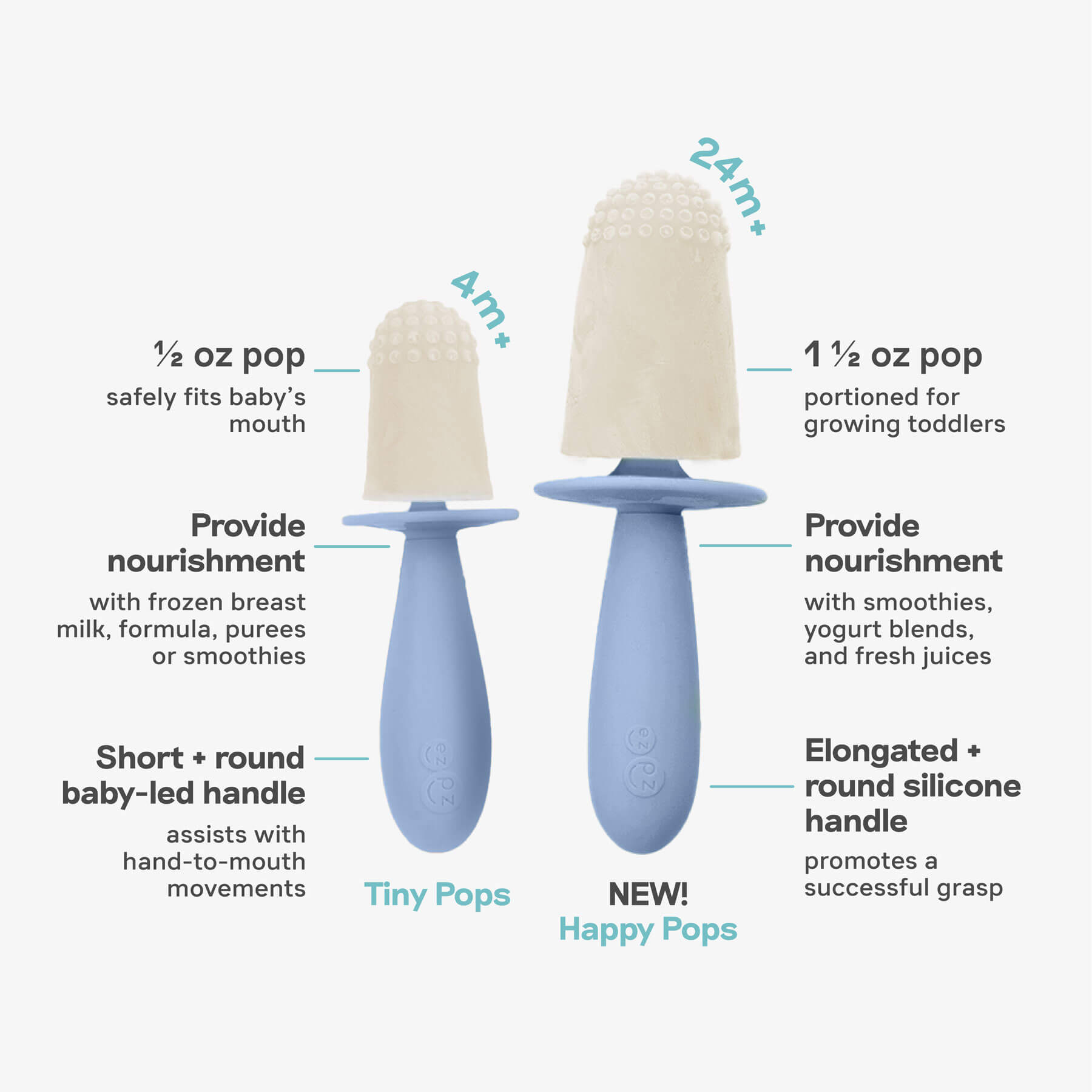 ezpz Tiny Pops and Happy Pops in Indigo Blue / Silicone Popsicle Bundle 