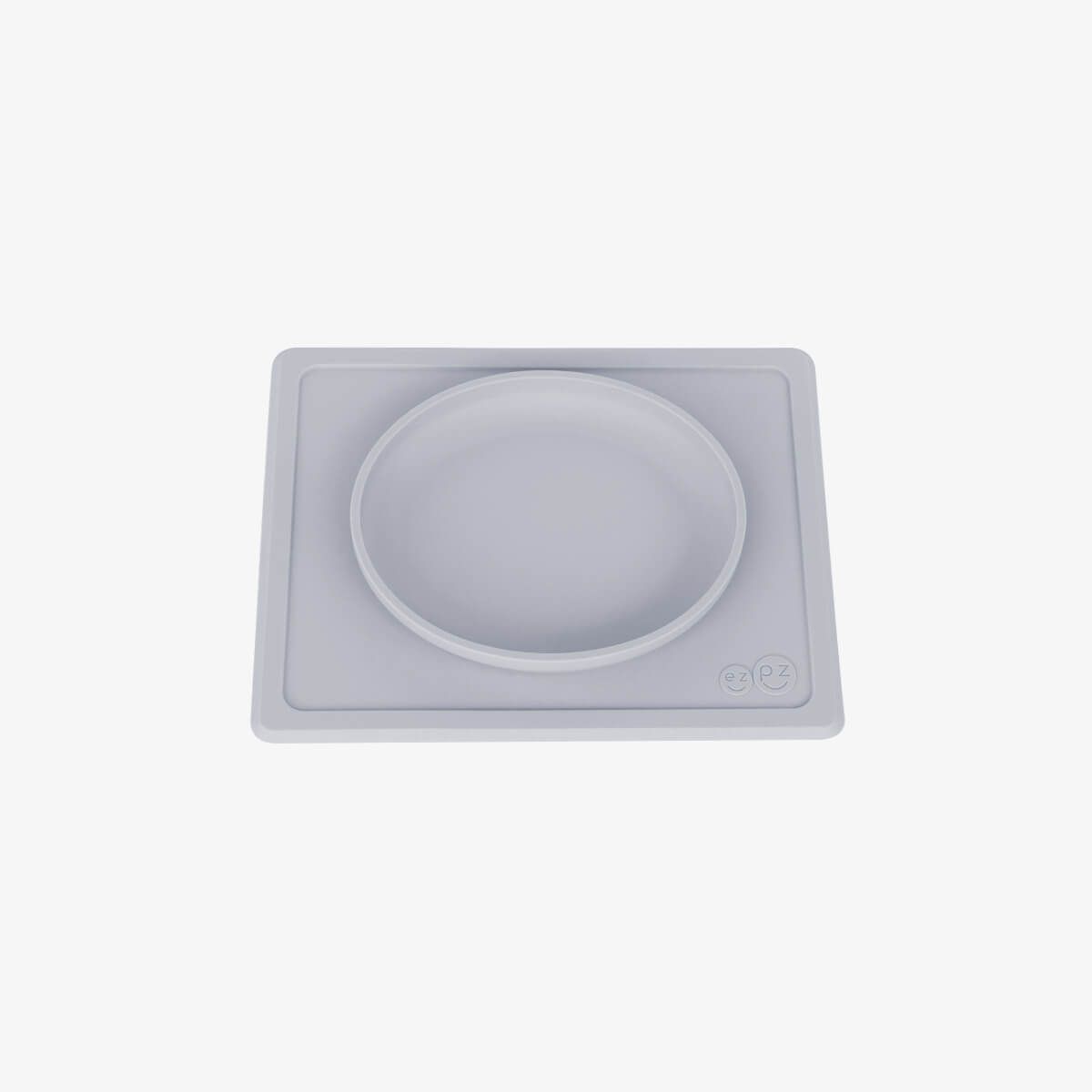 ezpz tiny plate in pewter gray / silicone plate for babies that suctions to the highchair