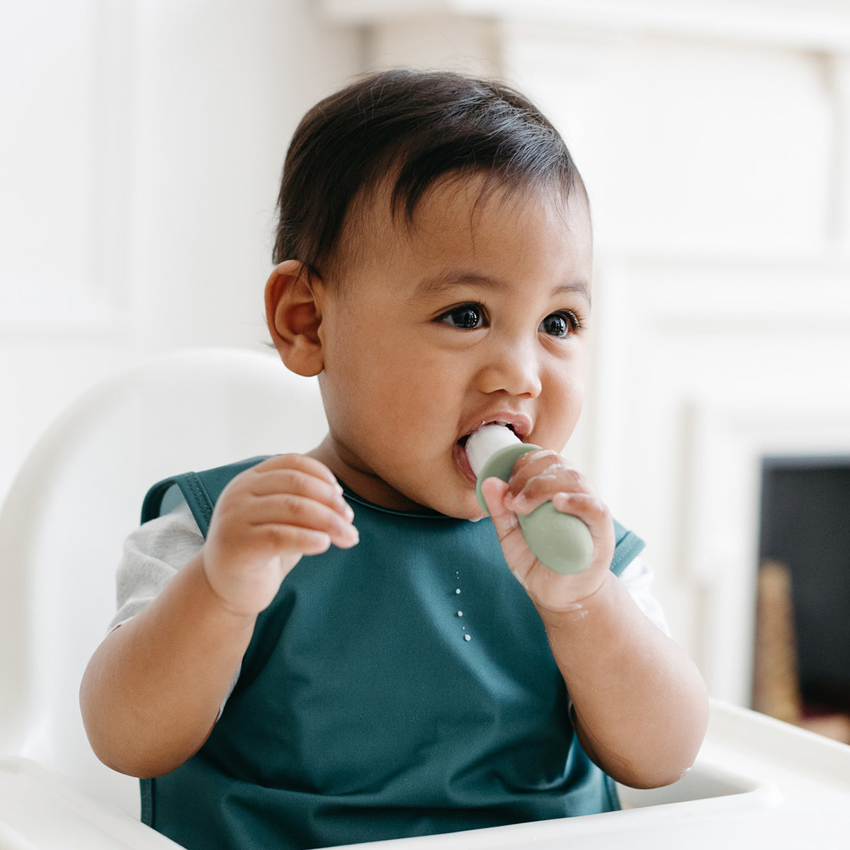  Pre-Feeding Oral Care Bundle in Sage Green / ezpz Baby-Led™ Toothbrush + Sensory Tongue Depressor Dual Pack, Tiny Pops and Oral Development Tools