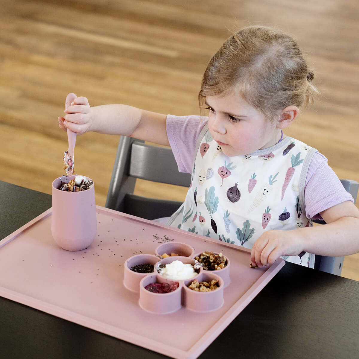 The Play Mat in Blush by ezpz / Large Silicone Craft Plate that Suctions to the Table