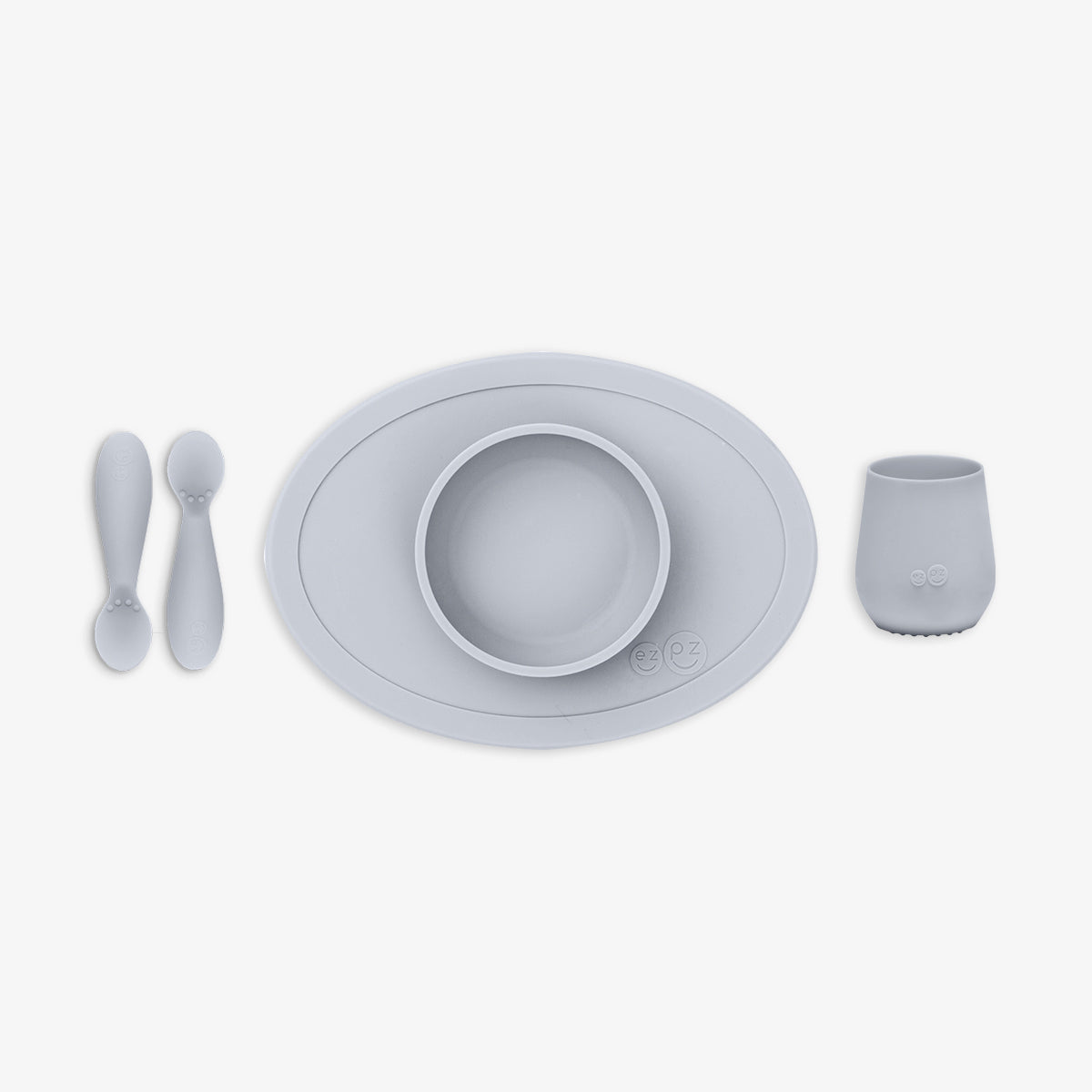 First Foods Set in Pewter by ezpz / The Original All-In-One Silicone Plates & Placemats that Stick to the Table