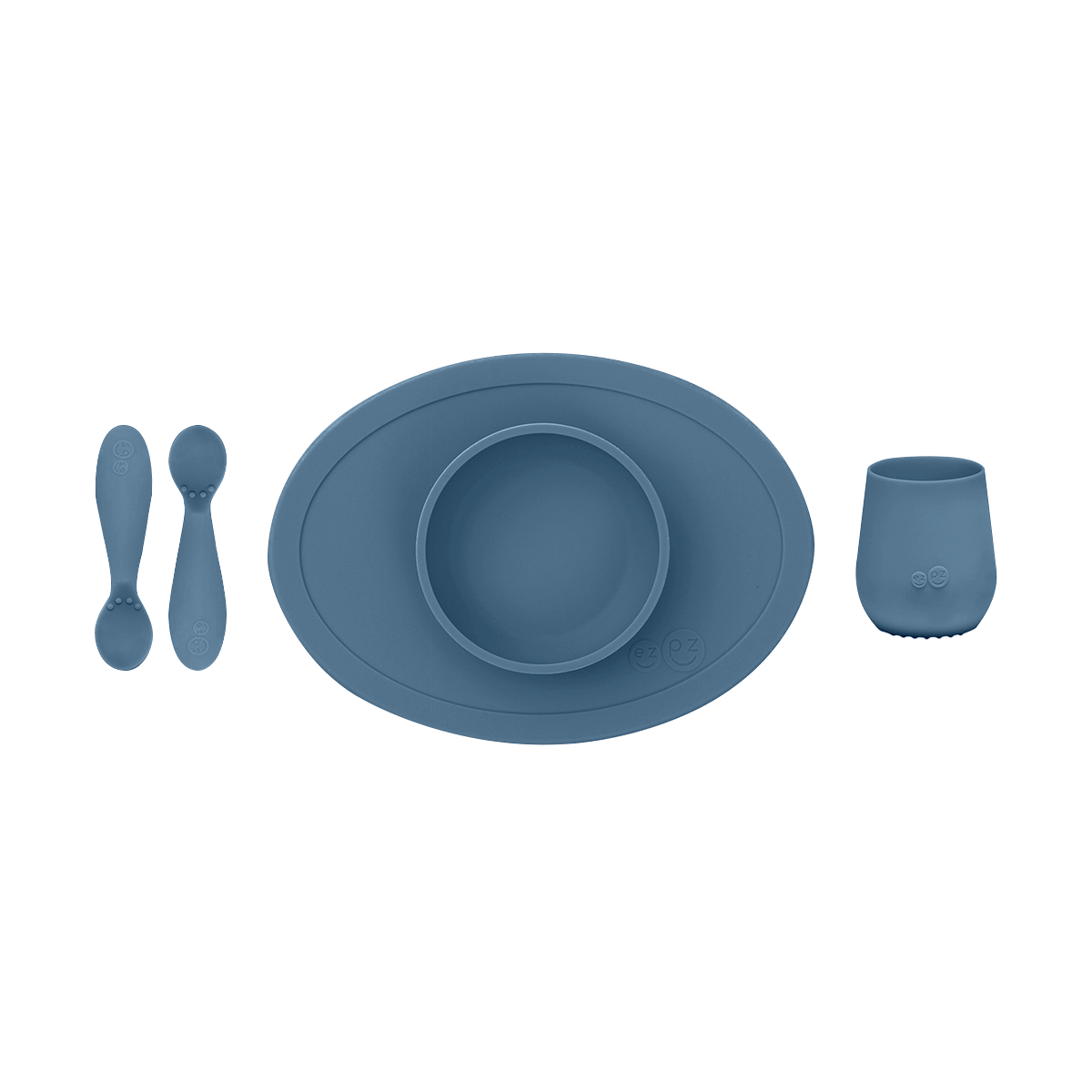 First Foods Set in Indigo by ezpz / The Original All-In-One Silicone Plates & Placemats that Stick to the Table