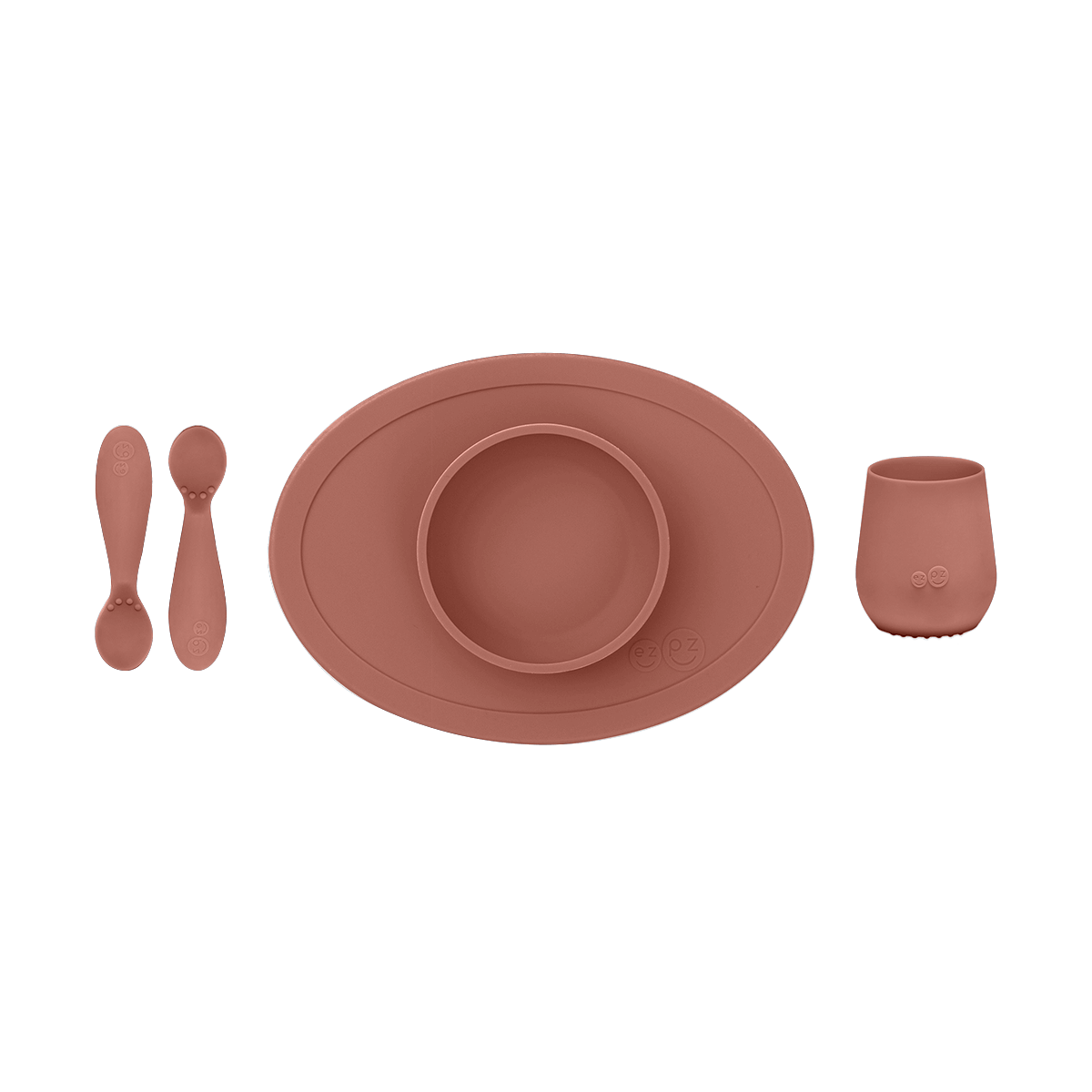 First Foods Set in Sienna by ezpz / The Original All-In-One Silicone Plates & Placemats that Stick to the Table