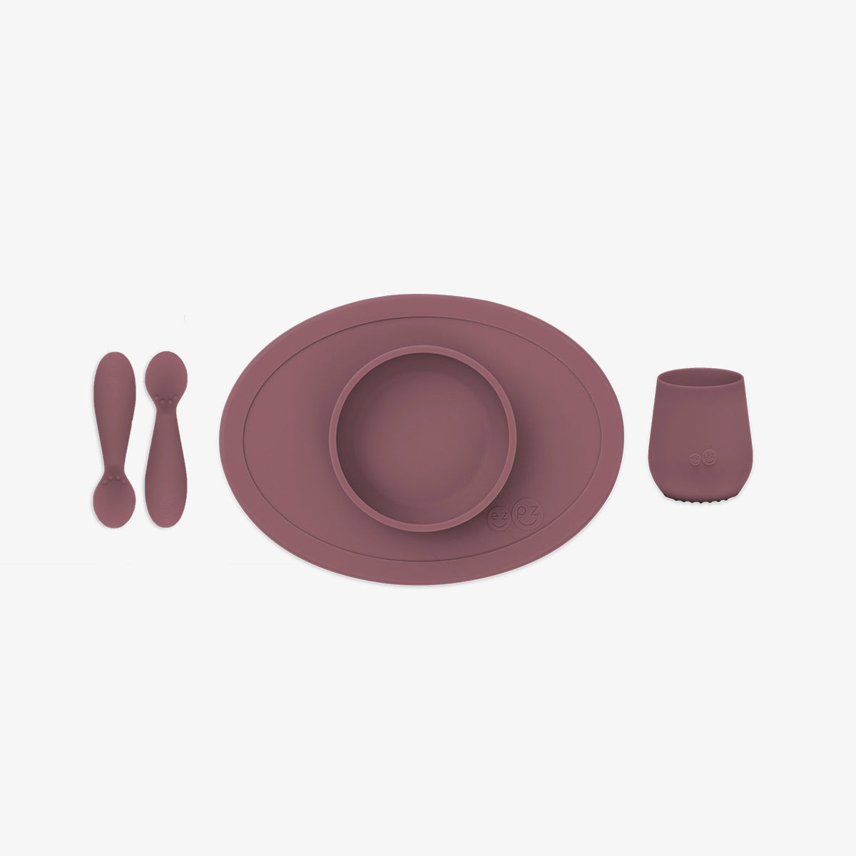 First Foods Set in Mauve by ezpz / The Original All-In-One Silicone Plates & Placemats that Stick to the Table