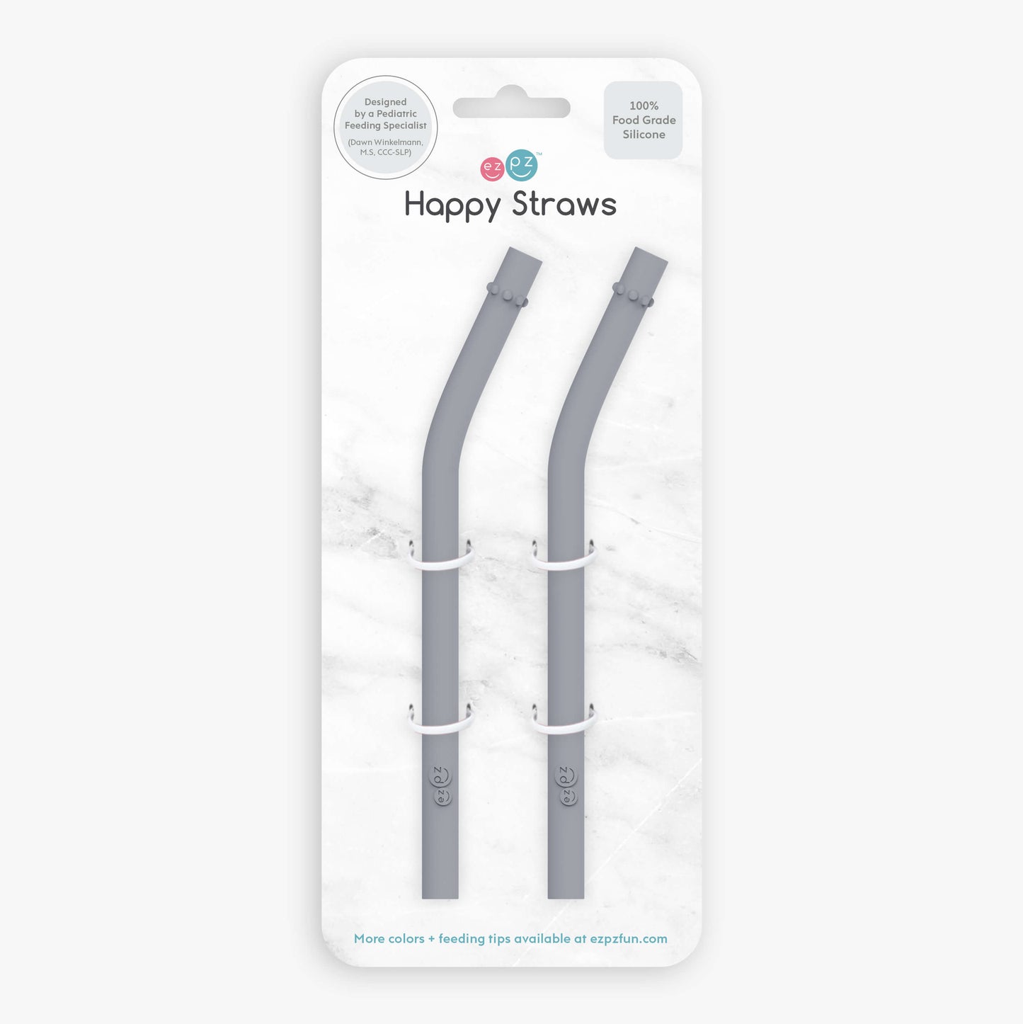 Happy Straws in Gray / Silicone Straw Replacement Pack for the ezpz Happy Cup & Straw System