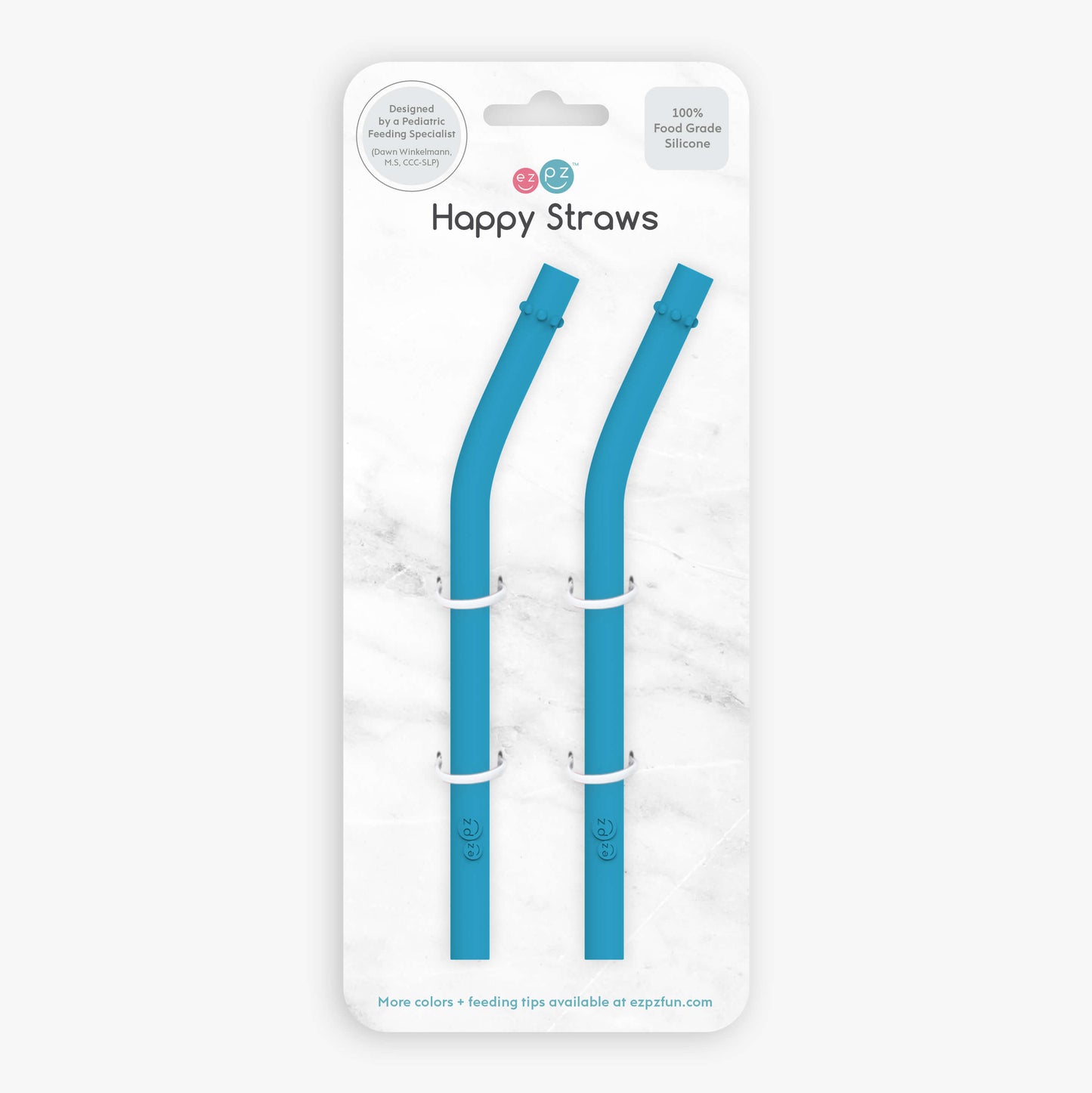 Happy Straws in Blue / Silicone Straw Replacement Pack for the ezpz Happy Cup & Straw System