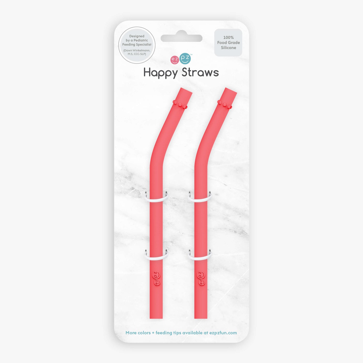 Happy Straws in Coral / Silicone Straw Replacement Pack for the ezpz Happy Cup & Straw System