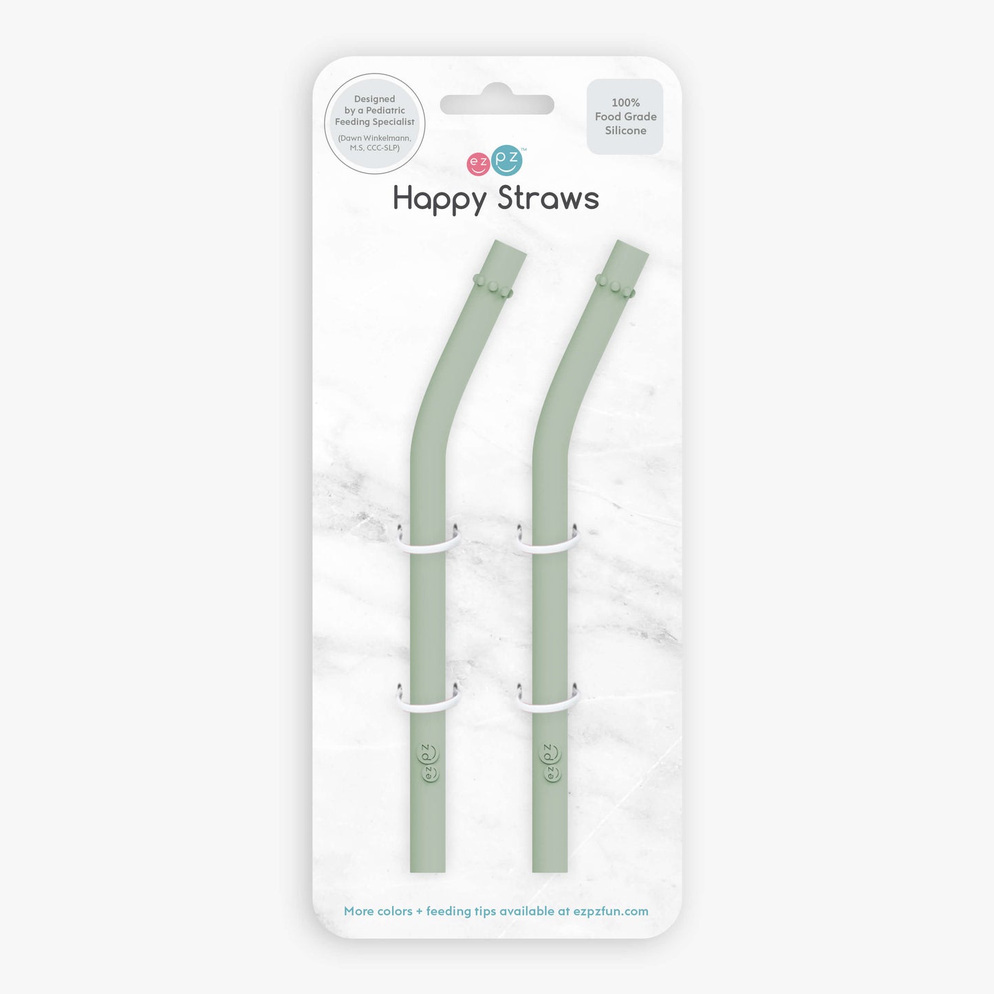 Happy Straws in Sage / Silicone Straw Replacement Pack for the ezpz Happy Cup & Straw System