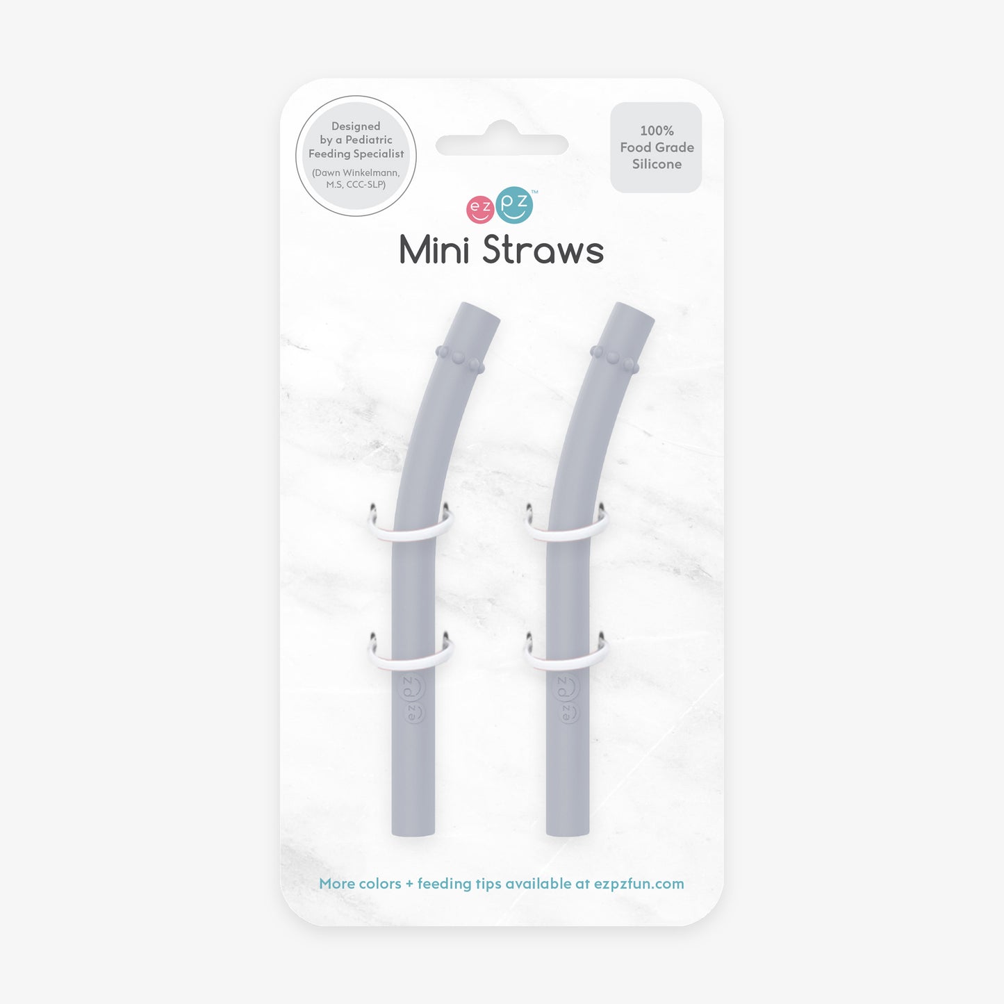 Mini Straws in Pewter / Silicone Straw Replacement Pack for the ezpz Mini Cup & Straw System