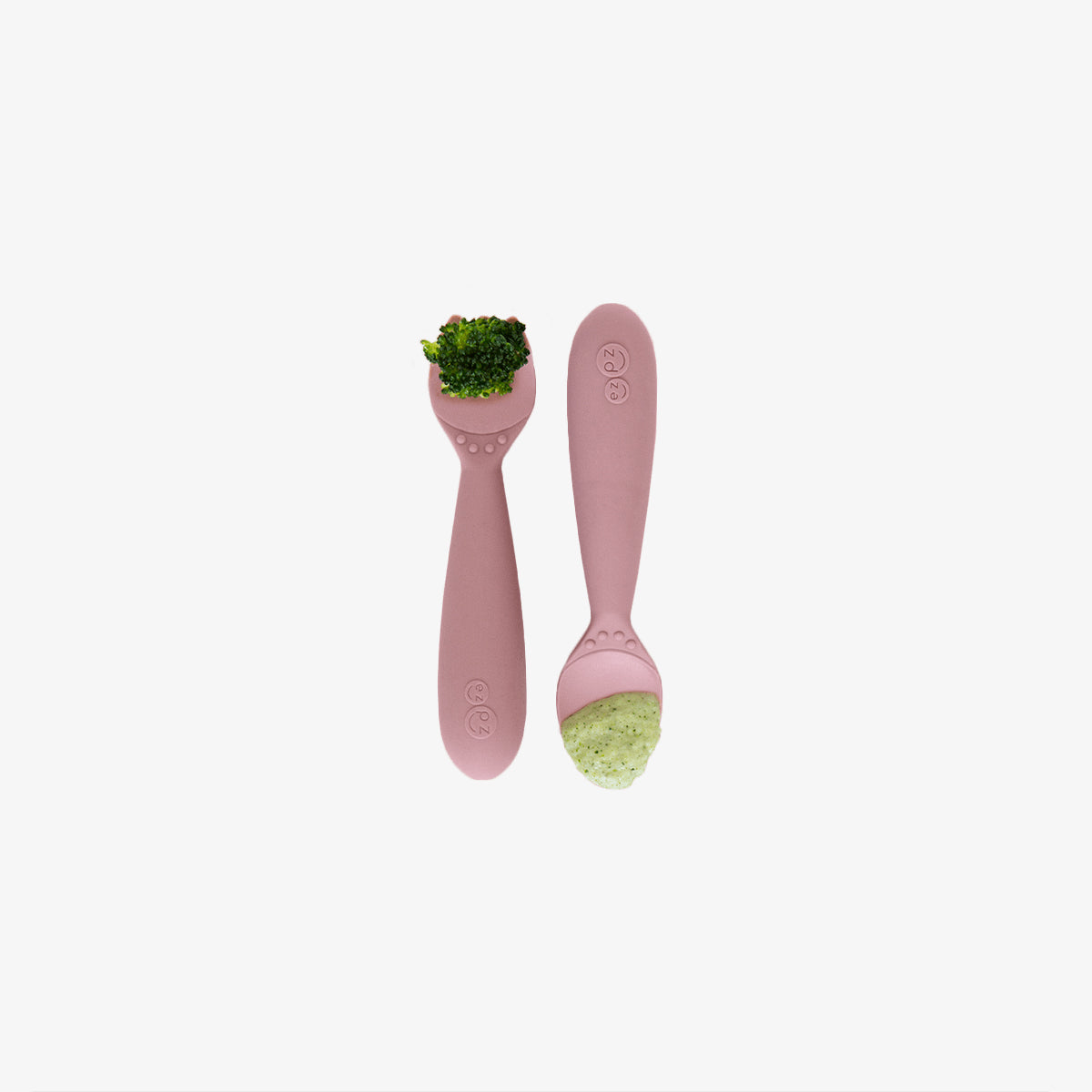 Mini Utensils in Blush by ezpz / Sensory Silicone Fork & Spoon for Toddlers