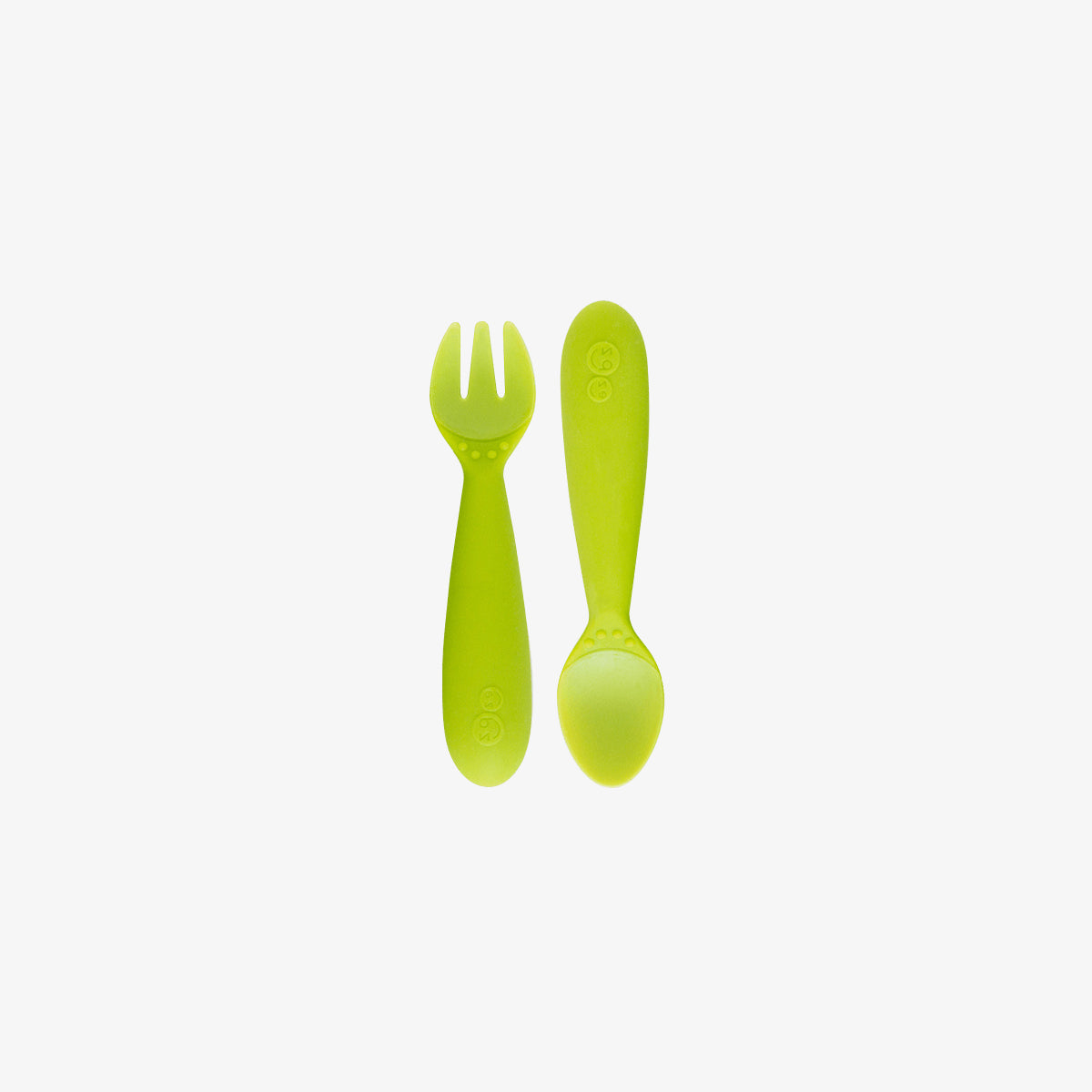 Mini Utensils in Lime by ezpz / Sensory Silicone Fork & Spoon for Toddlers