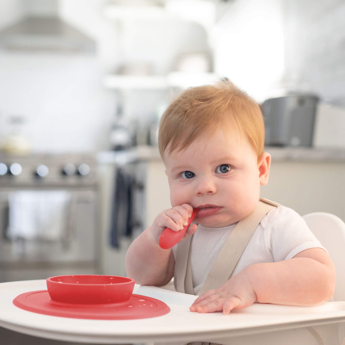 The Tiny Bowl in Coral by ezpz / Silicone Bowl for Babies that Fits on High Chairs