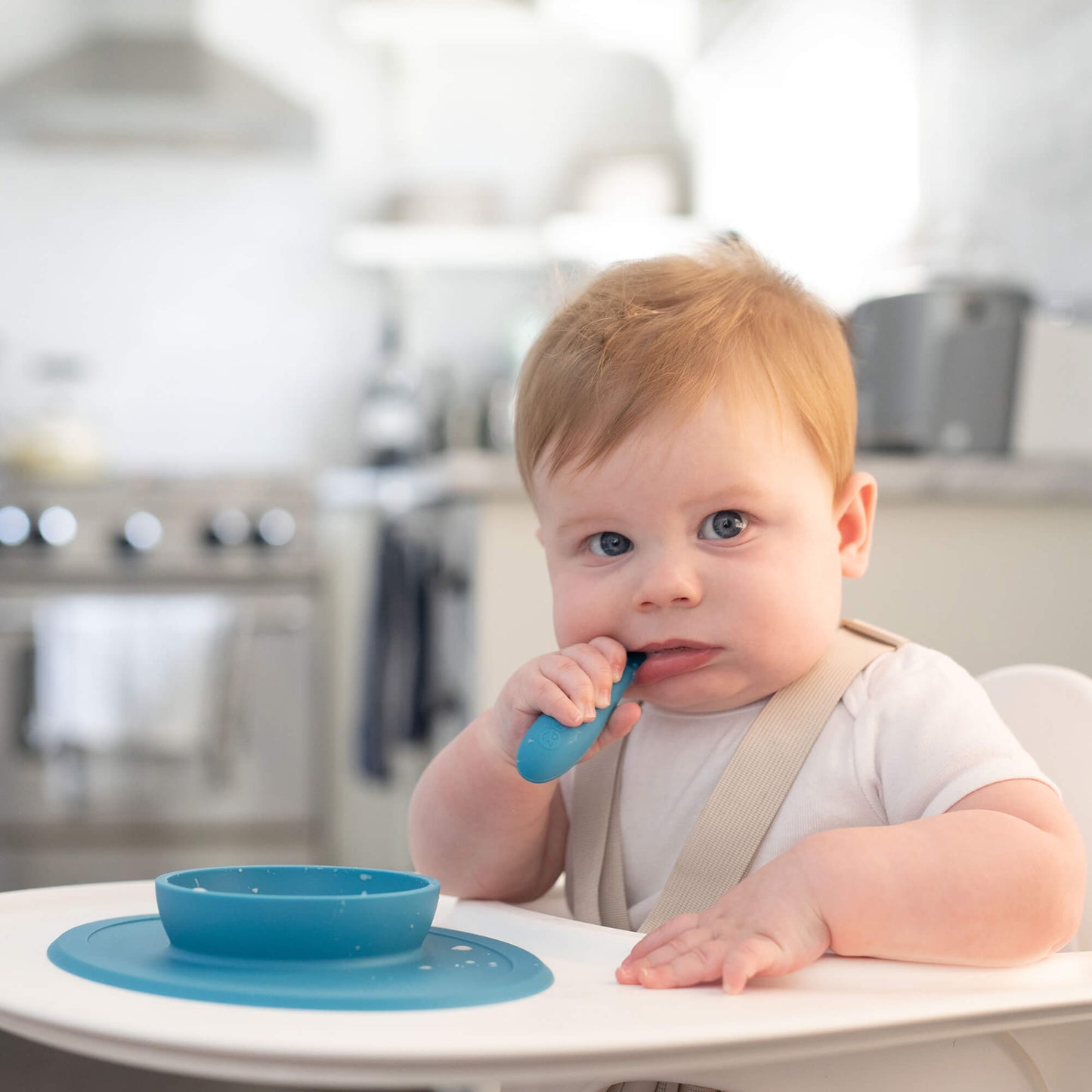 The Tiny Bowl in Blue by ezpz / Silicone Bowl for Babies that Fits on High Chairs