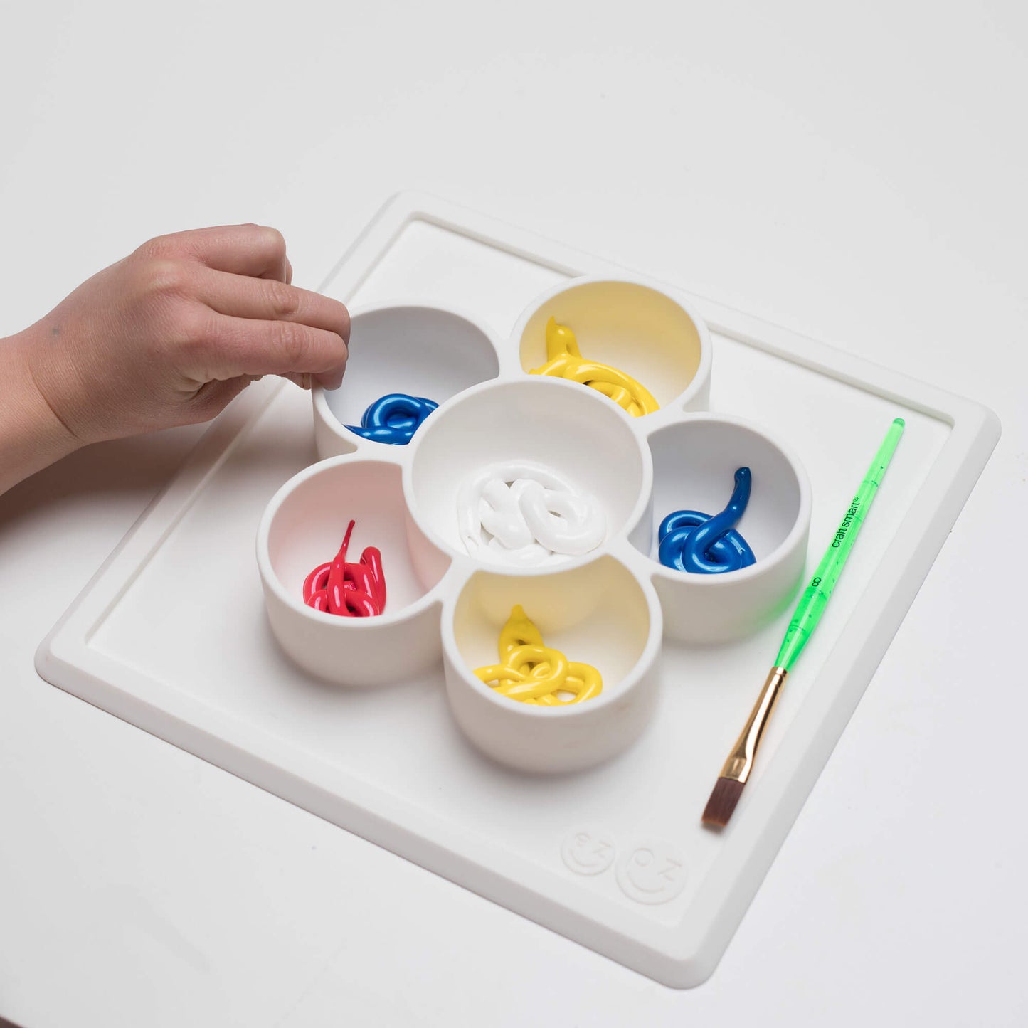 The Mini Play Mat in Cream by ezpz / Modern Silicone Craft Plate that Suctions to the Table