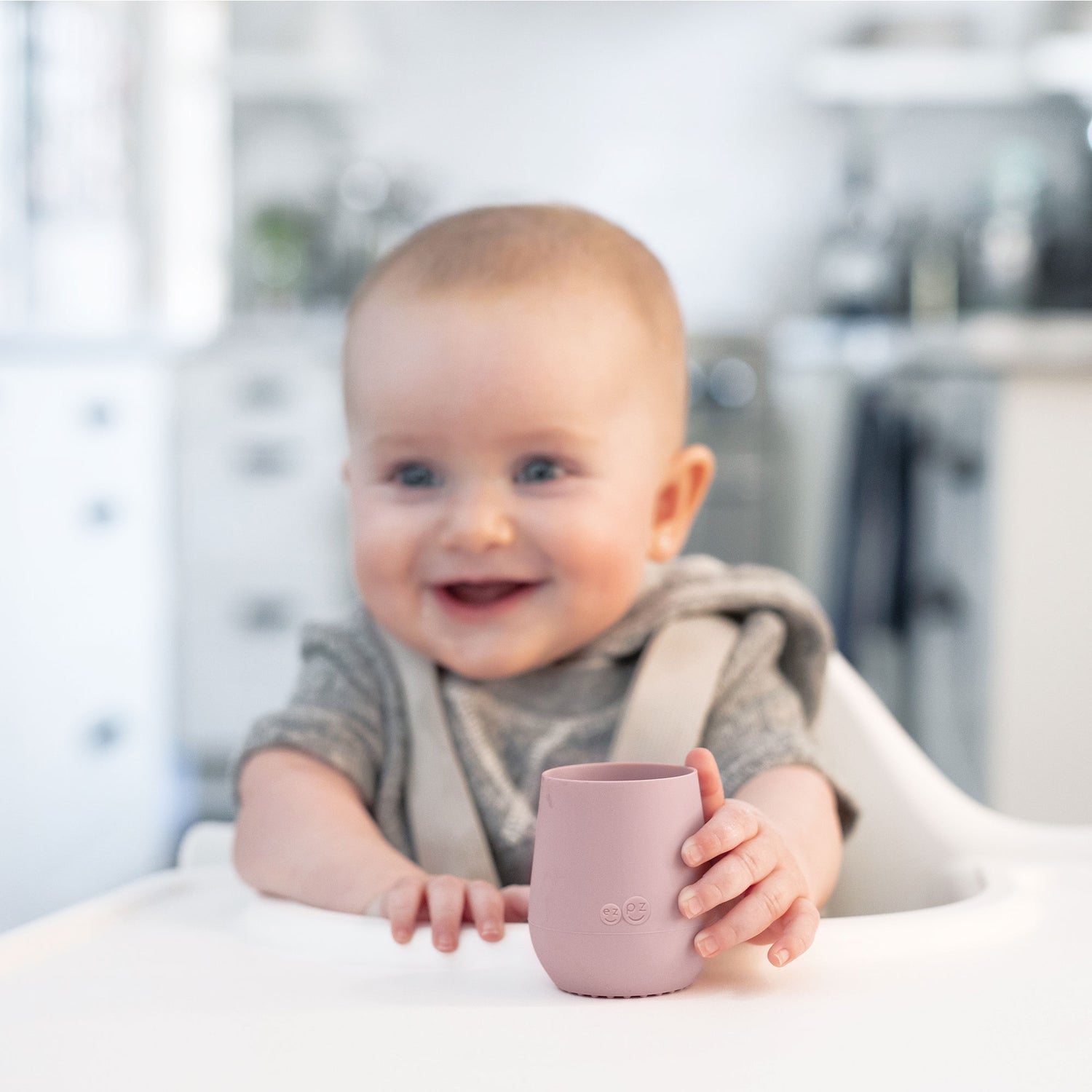 The Tiny Cup in Blush by ezpz / Open-Top, Silicone Drinking Cup for Babies