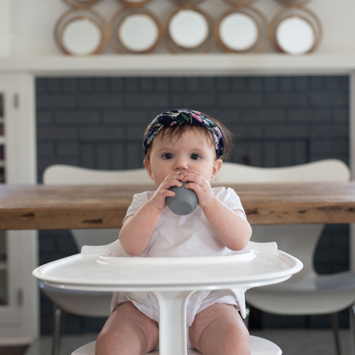 The Tiny Cup in Gray by ezpz / Open-Top, Silicone Drinking Cup for Babies