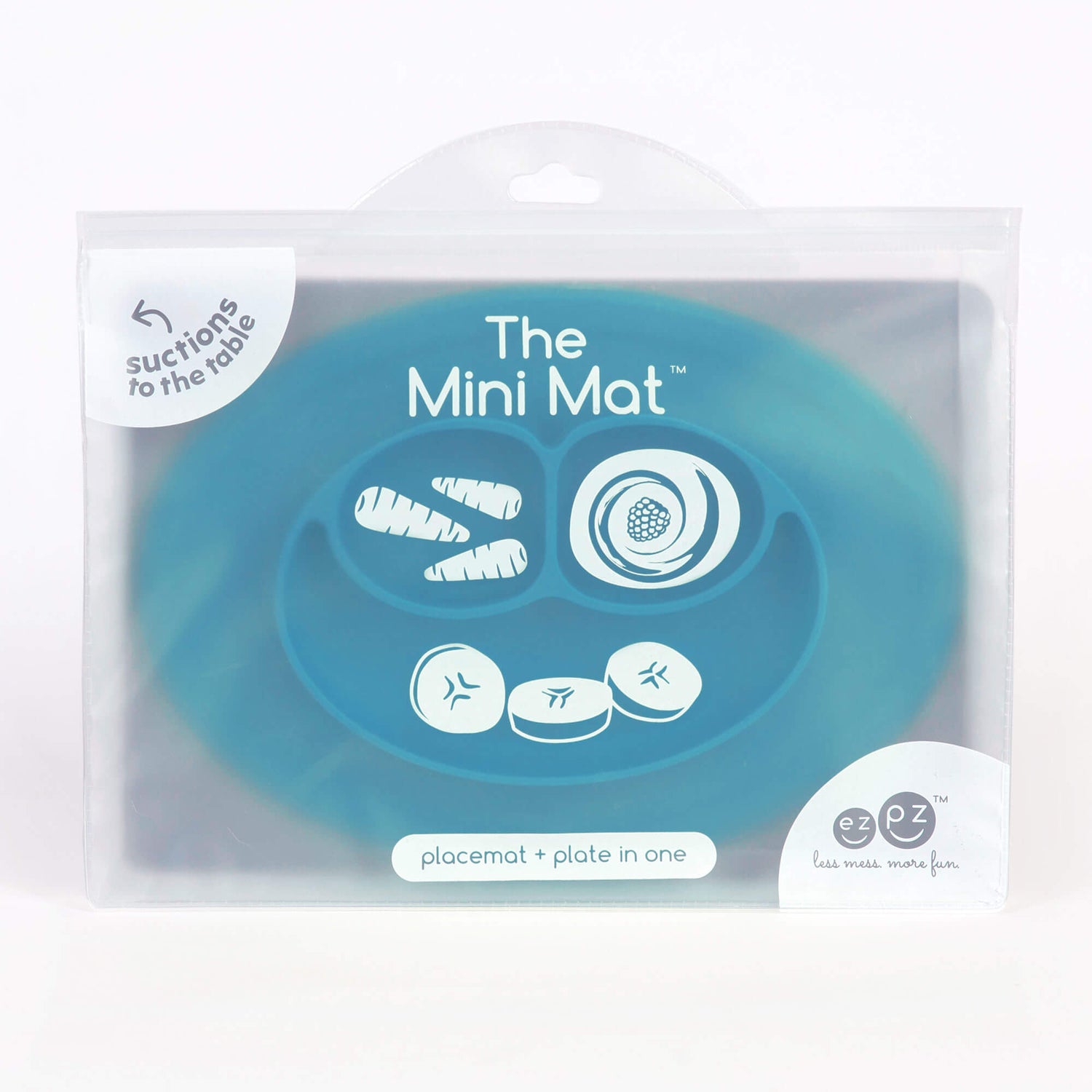 The Mini Mat in Blue by ezpz / Self-Suctioning Silicone Plate + Placemat