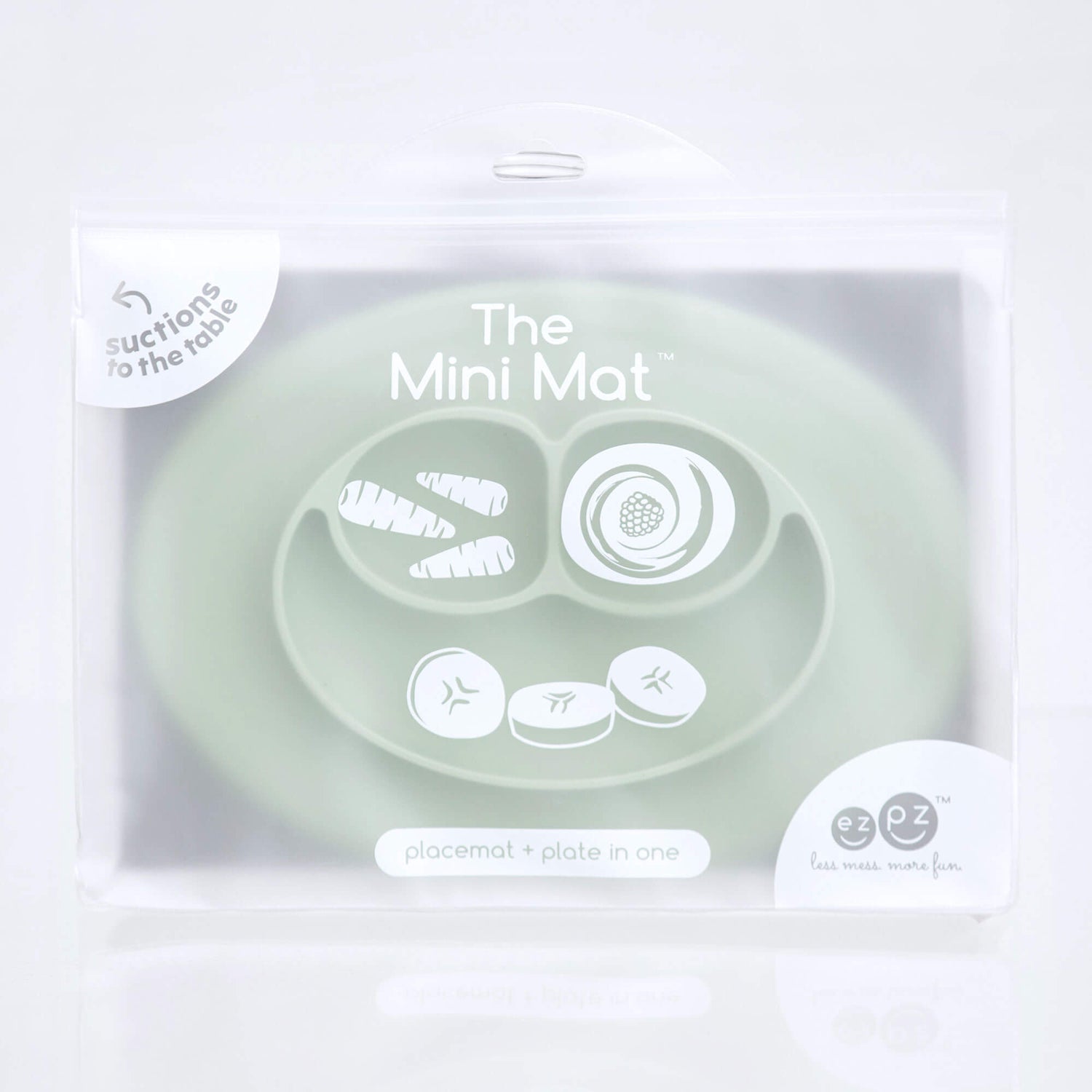 The Mini Mat in Sage by ezpz / Self-Suctioning Silicone Plate + Placemat