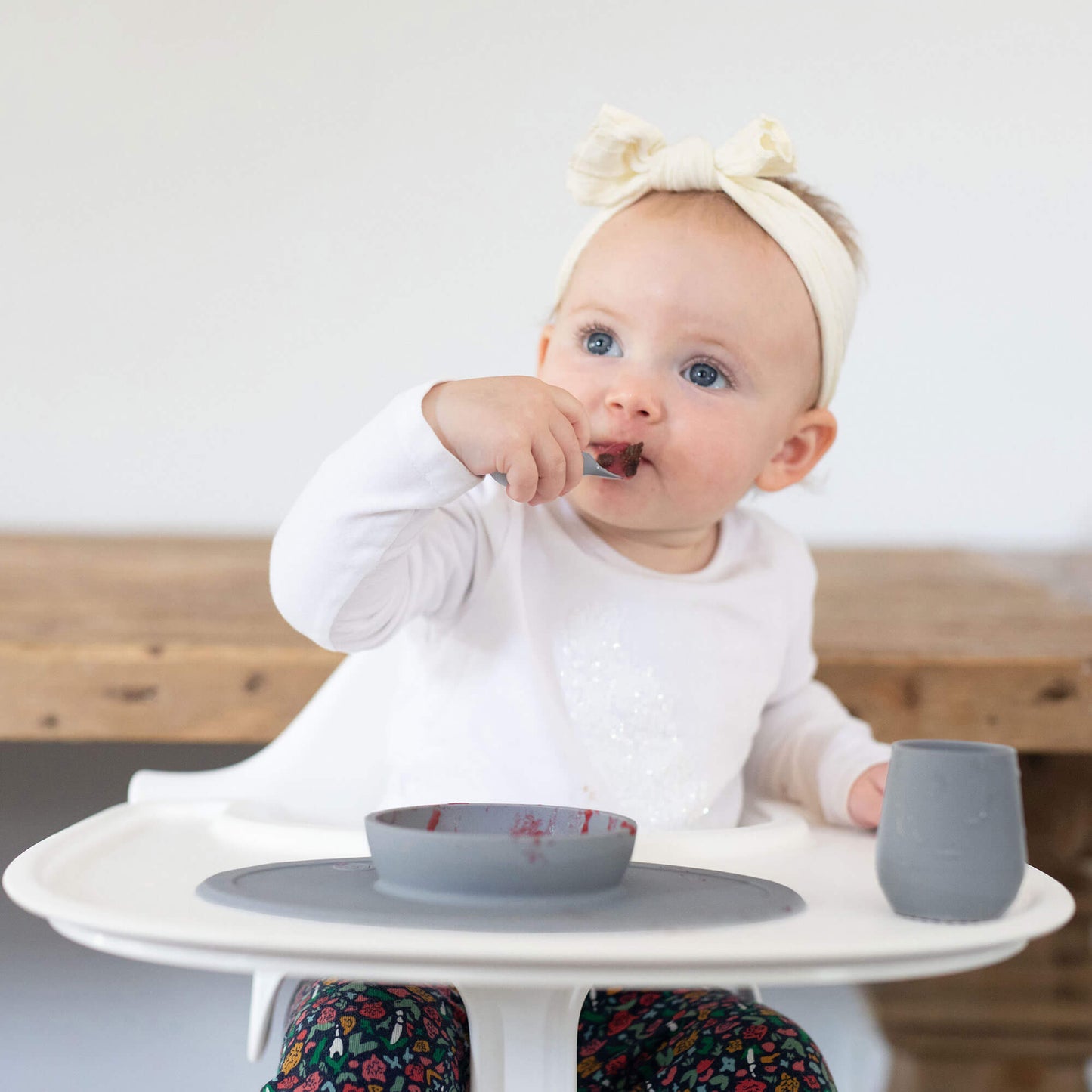 The Tiny Spoon in Gray by ezpz / Small, Sensory Silicone Spoon for Babies
