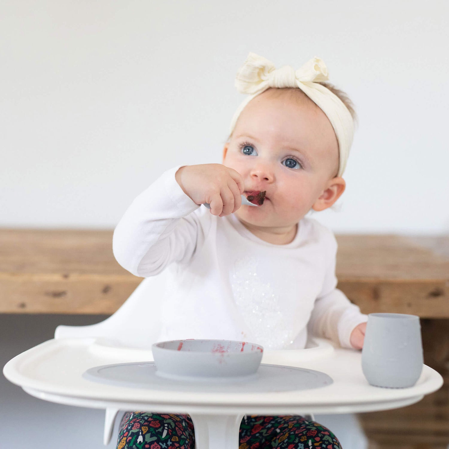 The Tiny Spoon in Pewter by ezpz / Small, Sensory Silicone Spoon for Babies