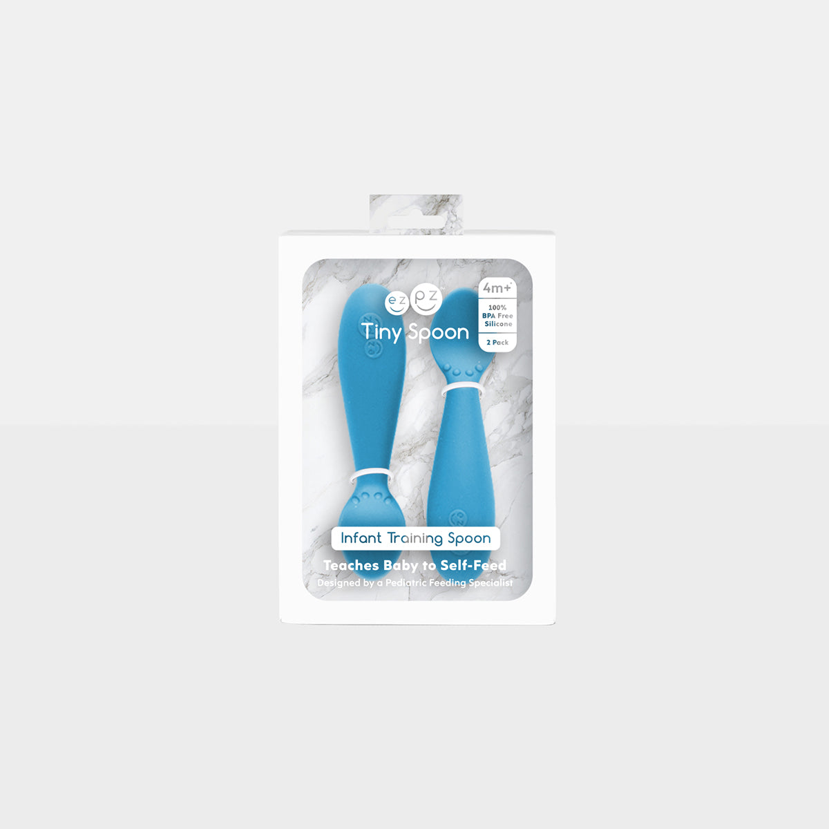 The Tiny Spoon in Blue by ezpz / Small, Sensory Silicone Spoon for Babies