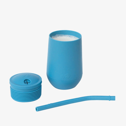 Happy Cup and Straw in Blue / Silicone Cup with Lid and Straw for Toddlers by ezpz