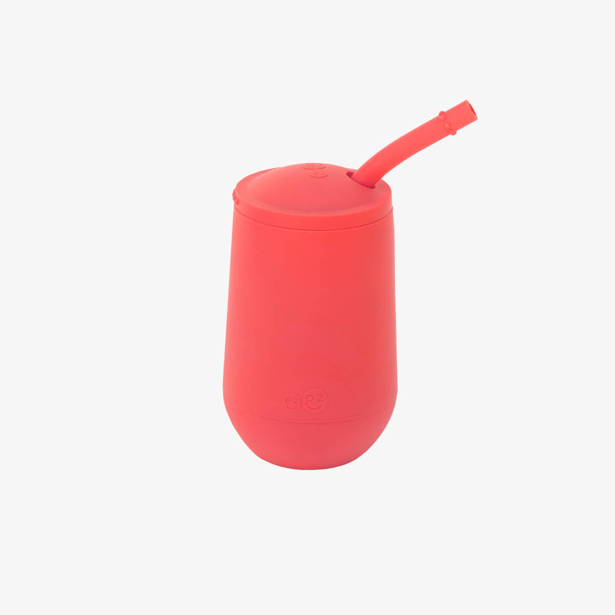 Happy Cup and Straw in Coral / Silicone Cup with Lid and Straw for Toddlers by ezpz