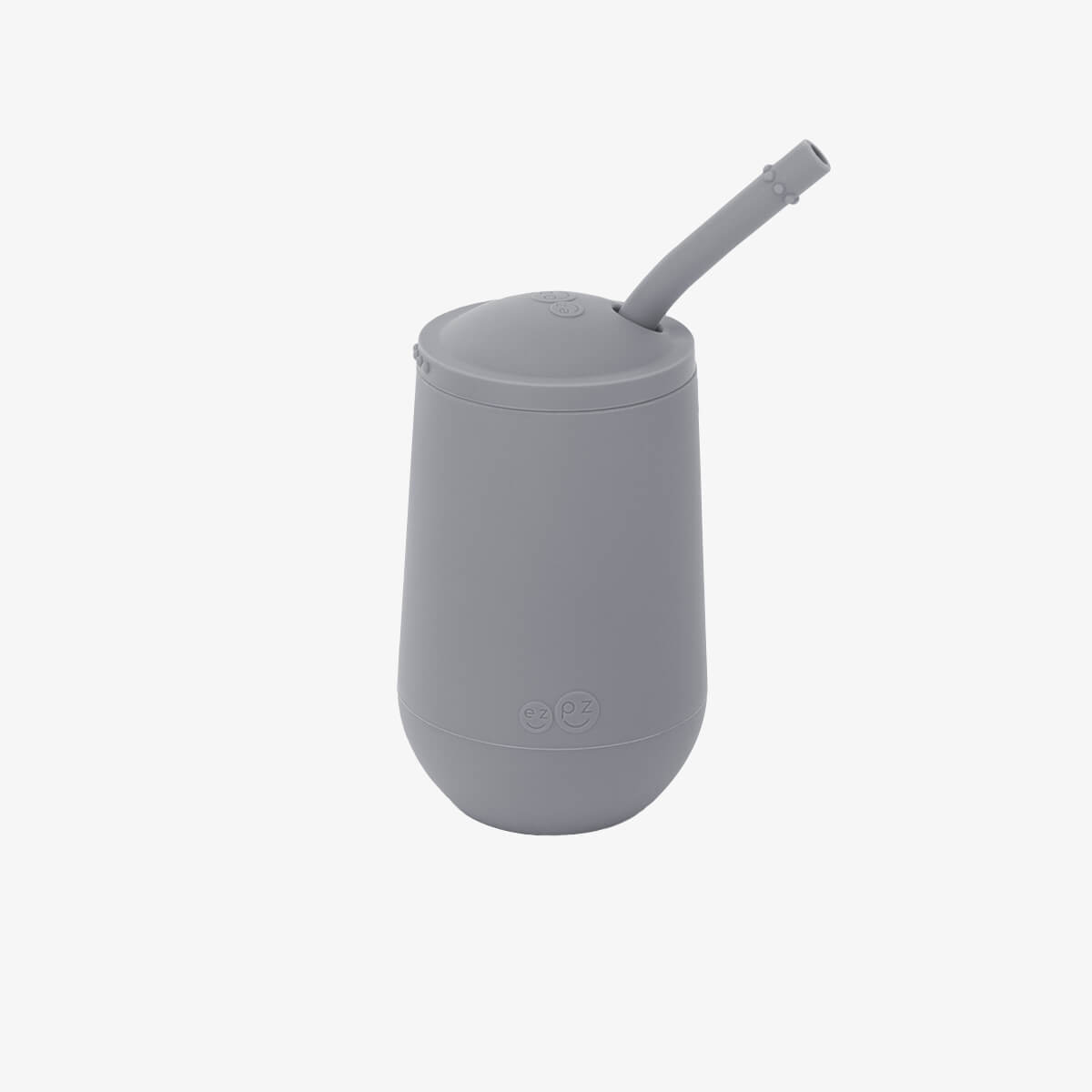 Happy Cup and Straw in Gray / Silicone Cup with Lid and Straw for Toddlers by ezpz