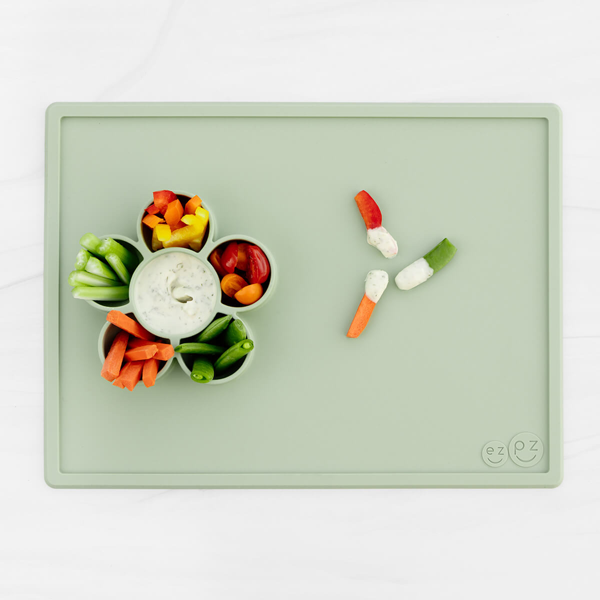 The Play Mat in Sage by ezpz / Large Silicone Craft Plate that Suctions to the Table