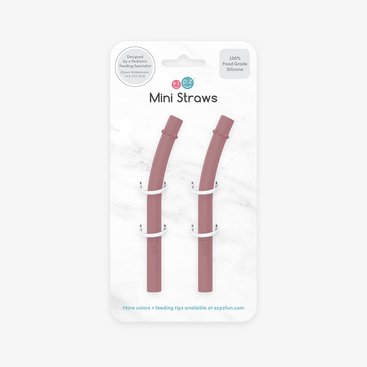 Mini Straws in Mauve / Silicone Straw Replacement Pack for the ezpz Mini Cup & Straw System