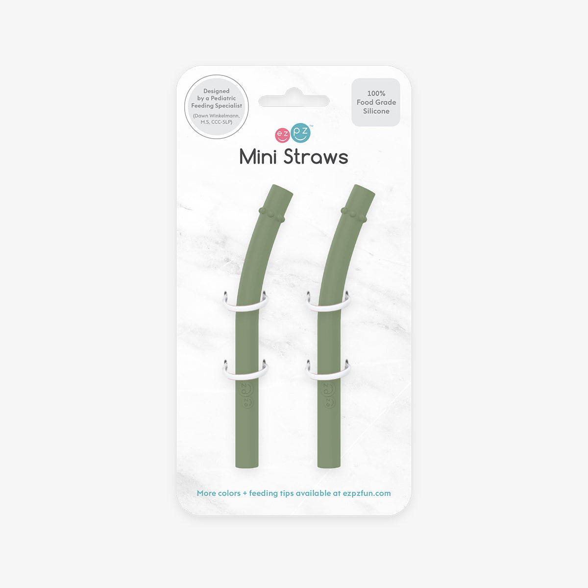 Mini Straws in Olive / Silicone Straw Replacement Pack for the ezpz Mini Cup & Straw System