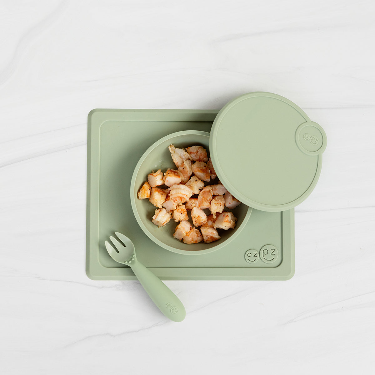 Mini Bowl Lid in Sage by ezpz / The Original All-In-One Silicone Plates & Placemats that Stick to the Table