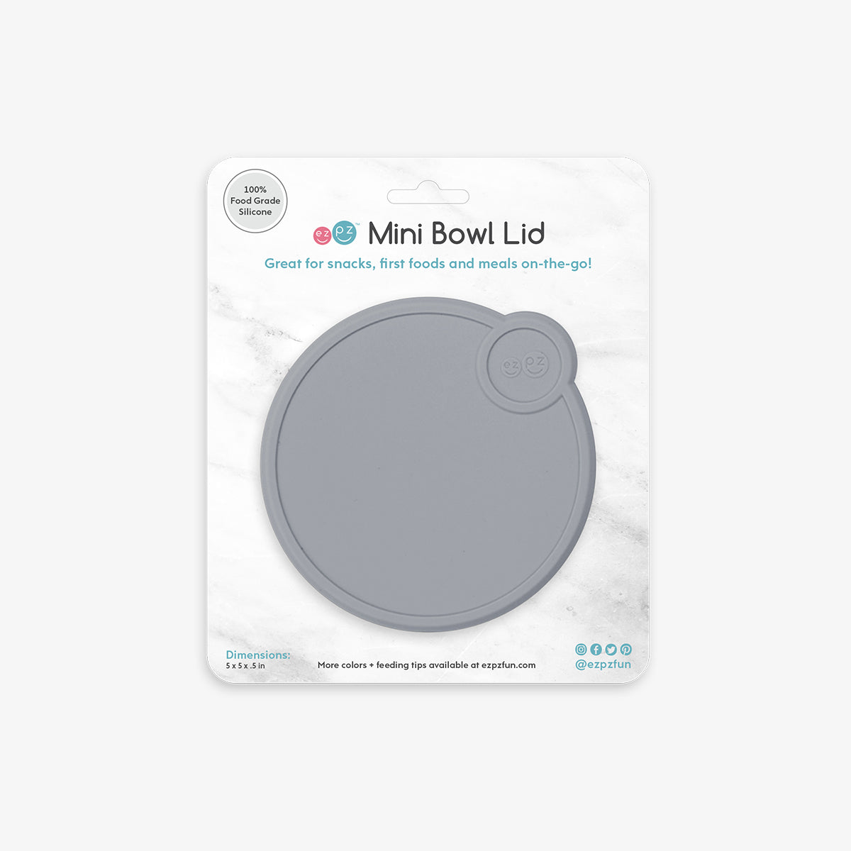 Mini Bowl Lid in Gray by ezpz / The Original All-In-One Silicone Plates & Placemats that Stick to the Table