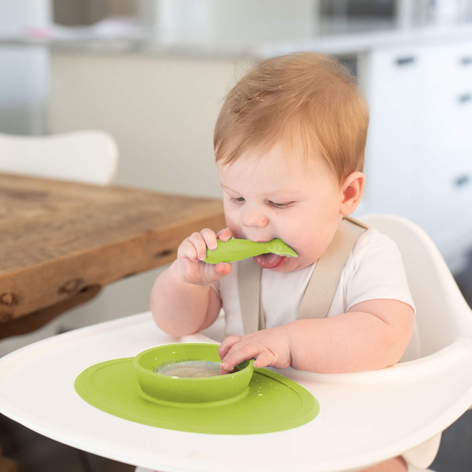 The Tiny Spoon in Lime by ezpz / Small, Sensory Silicone Spoon for Babies