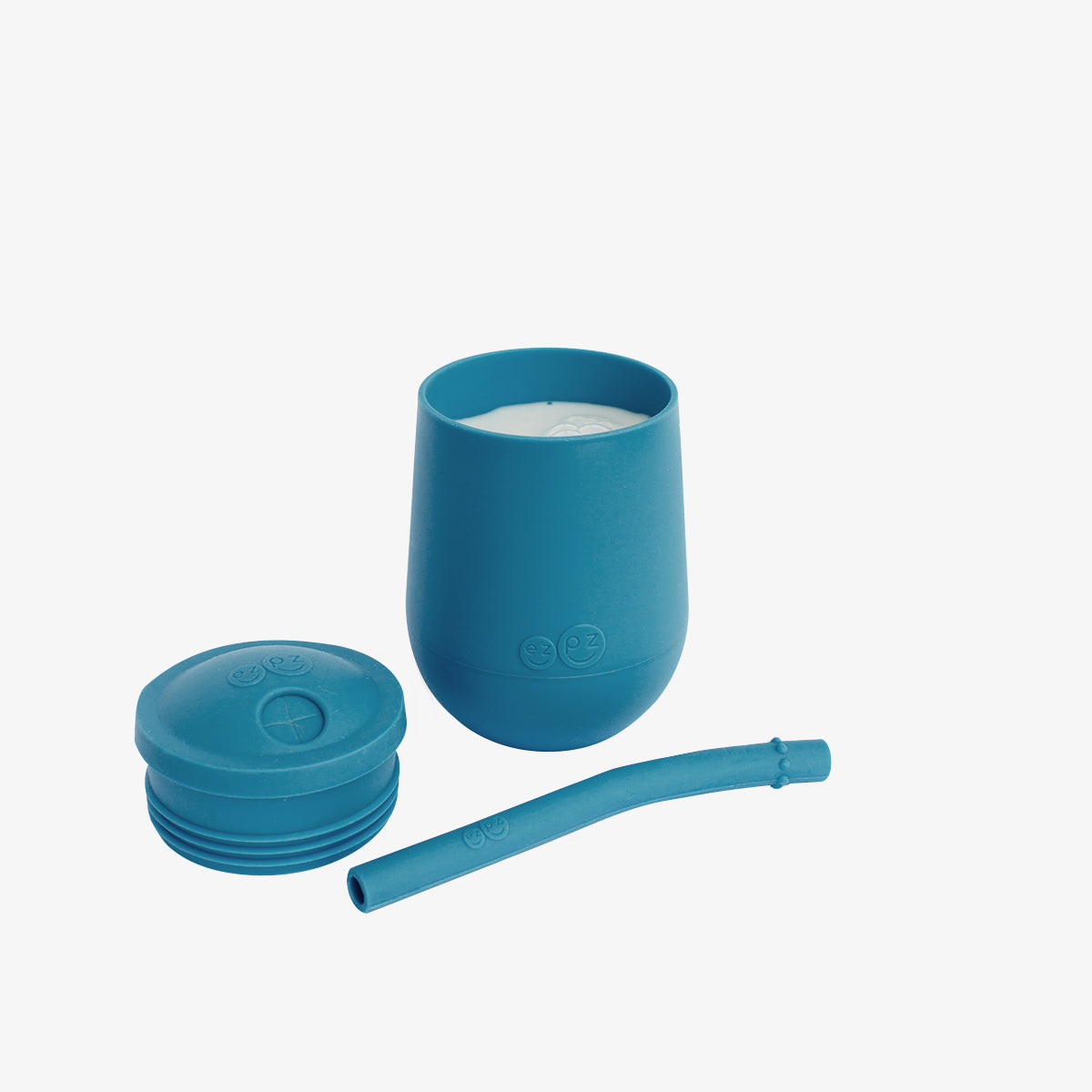 The Mini Cup + Straw in Blue by ezpz / Silicone Drinking Cup and Straw Training System for Toddlers