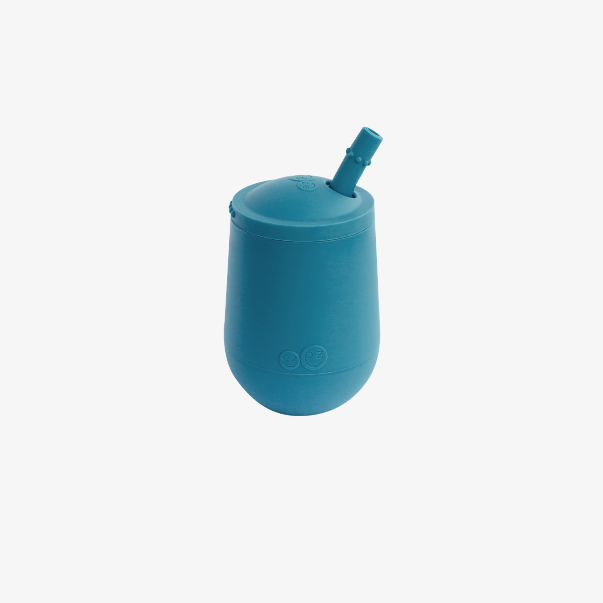 The Mini Cup + Straw in Blue by ezpz / Silicone Drinking Cup and Straw Training System for Toddlers